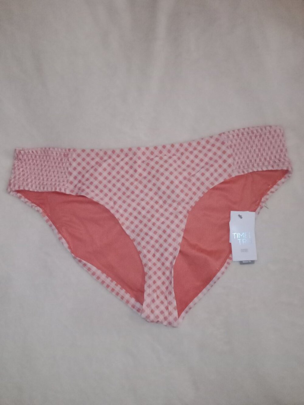 Time and Tru Orange Checkered Mid-Rise Bikini Bottoms Plus Size 1X (16W-18W)